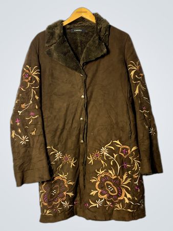 Brown Floral Embroidered Jacket