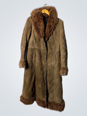 Brown Faux Fur Trimmed Coat