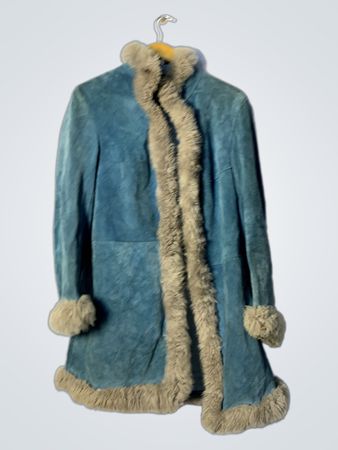 Blue Fur-Trimmed Coat