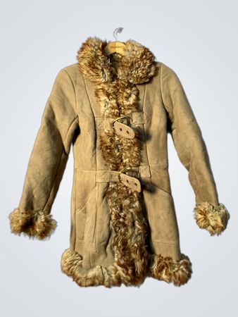 Tan Fur-Trimmed Coat