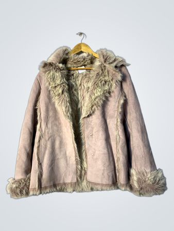 Tan Fur-Trimmed Coat