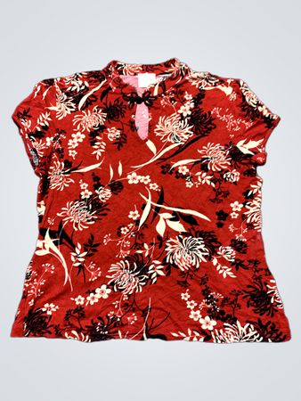 MIDI Red Floral Blouse