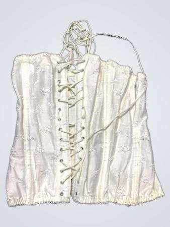 Unbranded White Floral Embroidered Lace-Up Corset Top