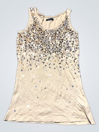 Beige Sequined Tank Top