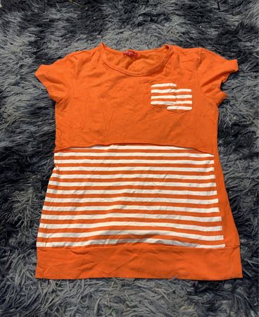 Orange Striped T-Shirt Dress