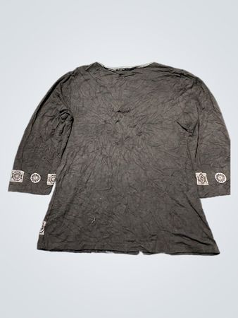 Black Long-Sleeve Shirt with White Designs