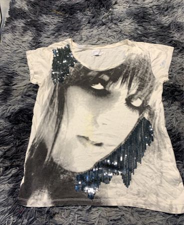 Graphic T-Shirt with Sequins and Portrait