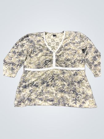 Blouse with White Trim and Floral Pattern