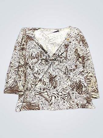 Brown and White Patterned Blouse