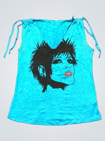 Blue Sleeveless Top with Drawstrings