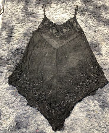 Black Lace Spaghetti Strap Top