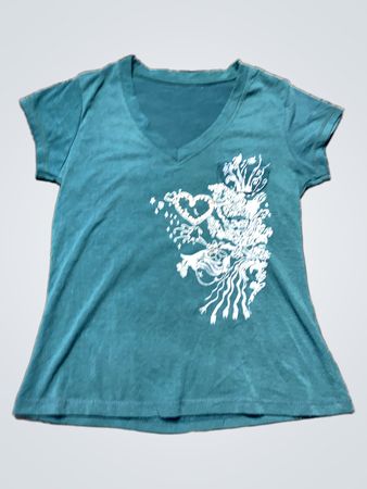 Teal Short Sleeve T-Shirt with White Graphic