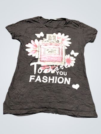 Black Graphic T-Shirt with Perfume Bottle Design