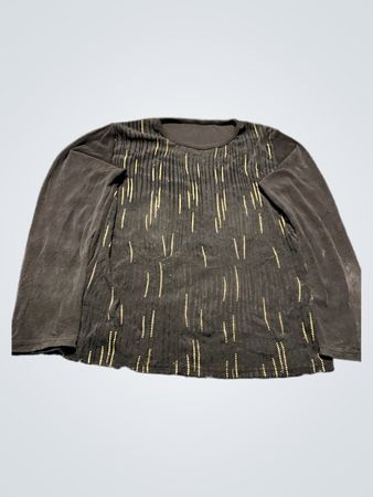 Black Long-Sleeve Top with Gold Accents