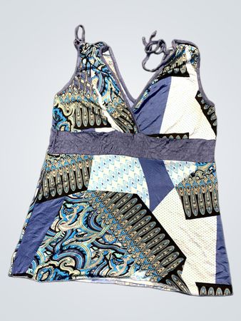 Blue Paisley Patterned Tank Top