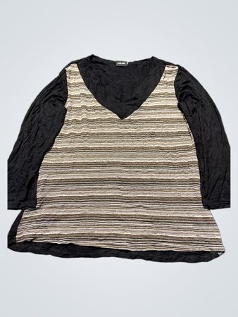 Black and Striped Long-Sleeve Top
