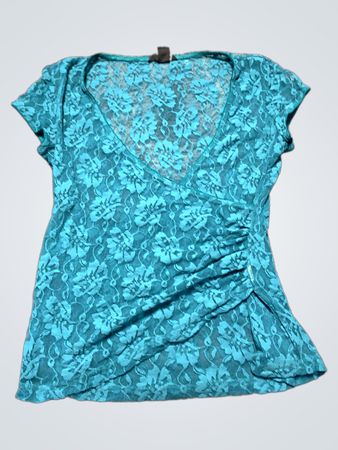 Blue Floral Lace Top