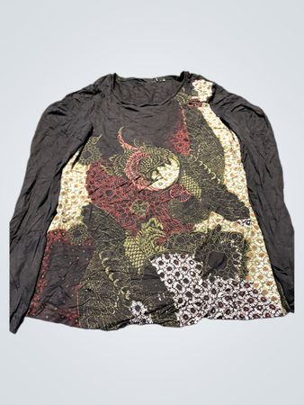 Black Long Sleeve Shirt with Dragon Design
