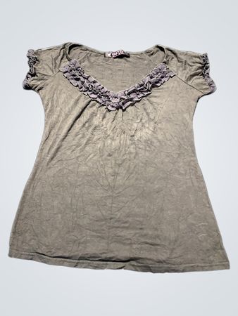 Gray Ruffled T-Shirt