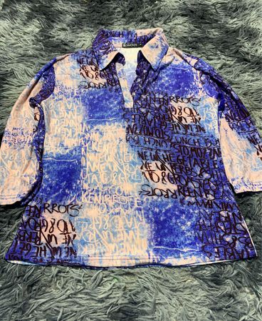 Blue and White Graffiti Shirt
