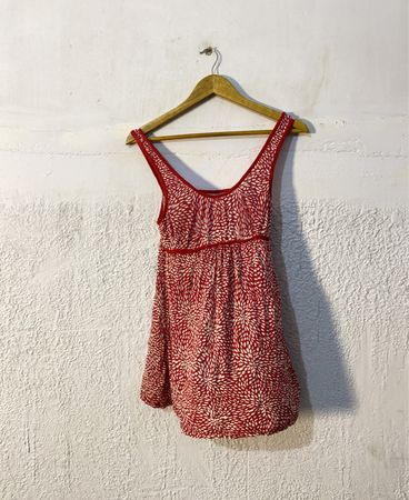 Red and White Floral Pattern Dress