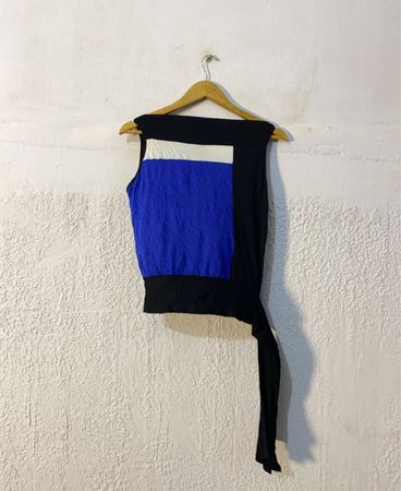 Black and Blue Color Block Top