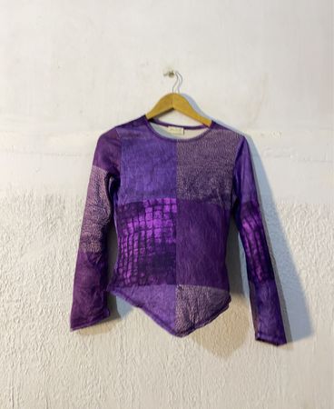 Purple Patchwork Long-Sleeve Top