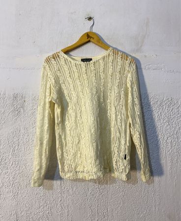 Long Sleeve Lace Trimmed Top