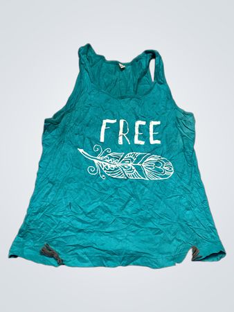 Teal Tank Top with White Designs