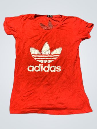 Adidas Red Rhinestone Logo T-Shirt