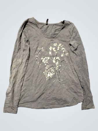 Unbranded Charcoal Floral Beaded Long Sleeve Top
