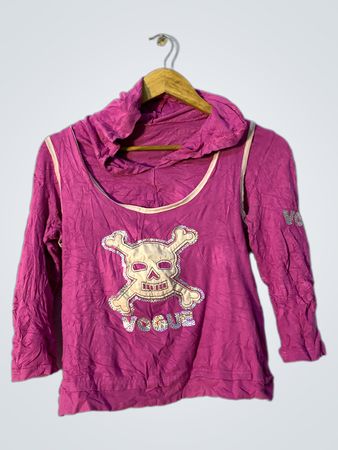 Pink Hooded Sweatshirt with Skull Design
