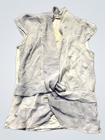 Gray and White Sleeveless Top