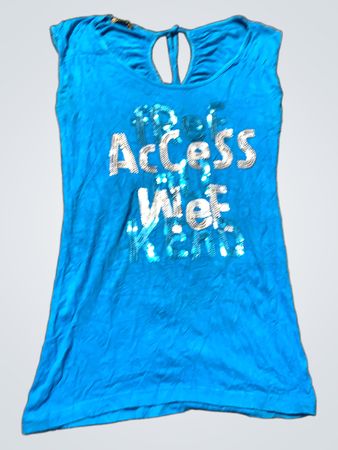 Blue Sequined Tank Top