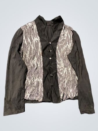 Black Long-Sleeve Shirt with Sequined Accents