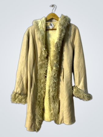 Cream Fur-Trimmed Coat