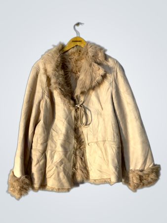 Tan Fur-Trimmed Coat