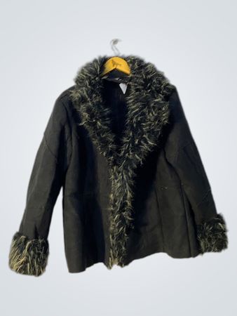 Black Fur-Trimmed Coat