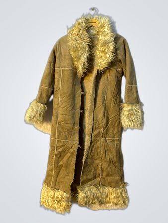 Long Brown Fur-Trimmed Coat