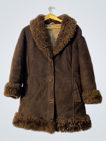 Brown Suede Shearling Coat