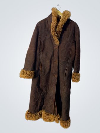 Brown Fur-Trimmed Long Coat