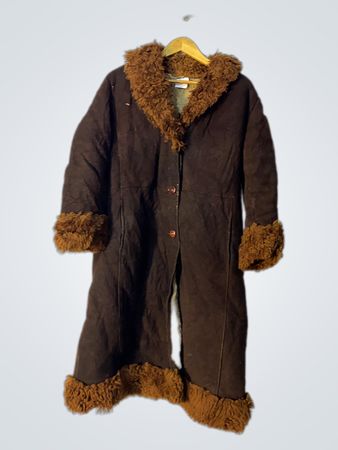 Brown Suede Shearling Coat