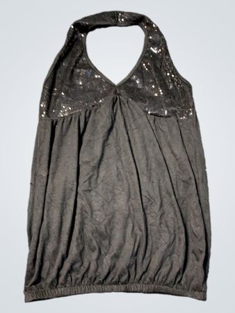 Black Sequined Halter Top