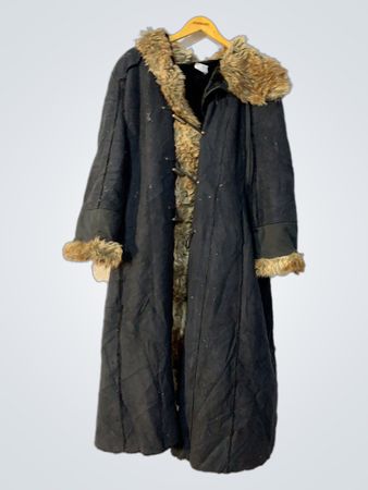 Long Black Fur-Trimmed Coat