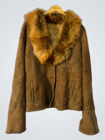 Brown Leather Jacket with Fur Trim