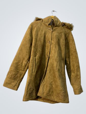 Brown Suede Jacket with Fur Trim