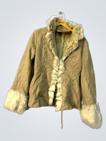 Tan Fur-Trimmed Jacket