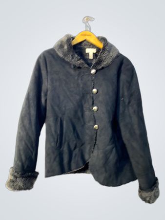 Black Fur-Trimmed Jacket