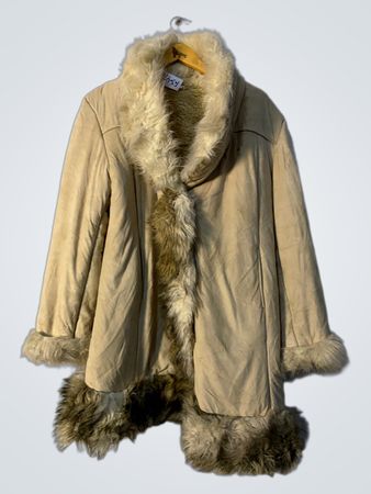 Tan Fur-Trimmed Coat