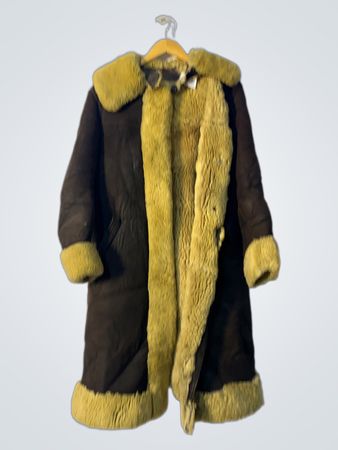 Brown and Yellow Fur-Lined Coat